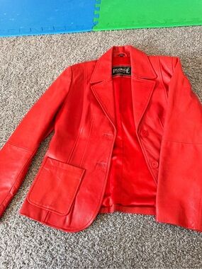 Women’s medium PLONGÉ  Red Leather Blazer Jacket